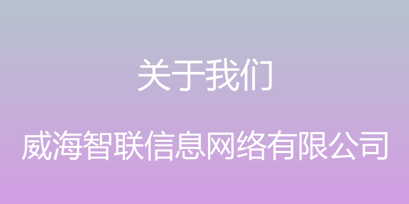 关于我们 - 威海智联信息网络有限公司