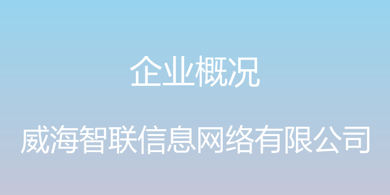 企业概况 - 威海智联信息网络有限公司